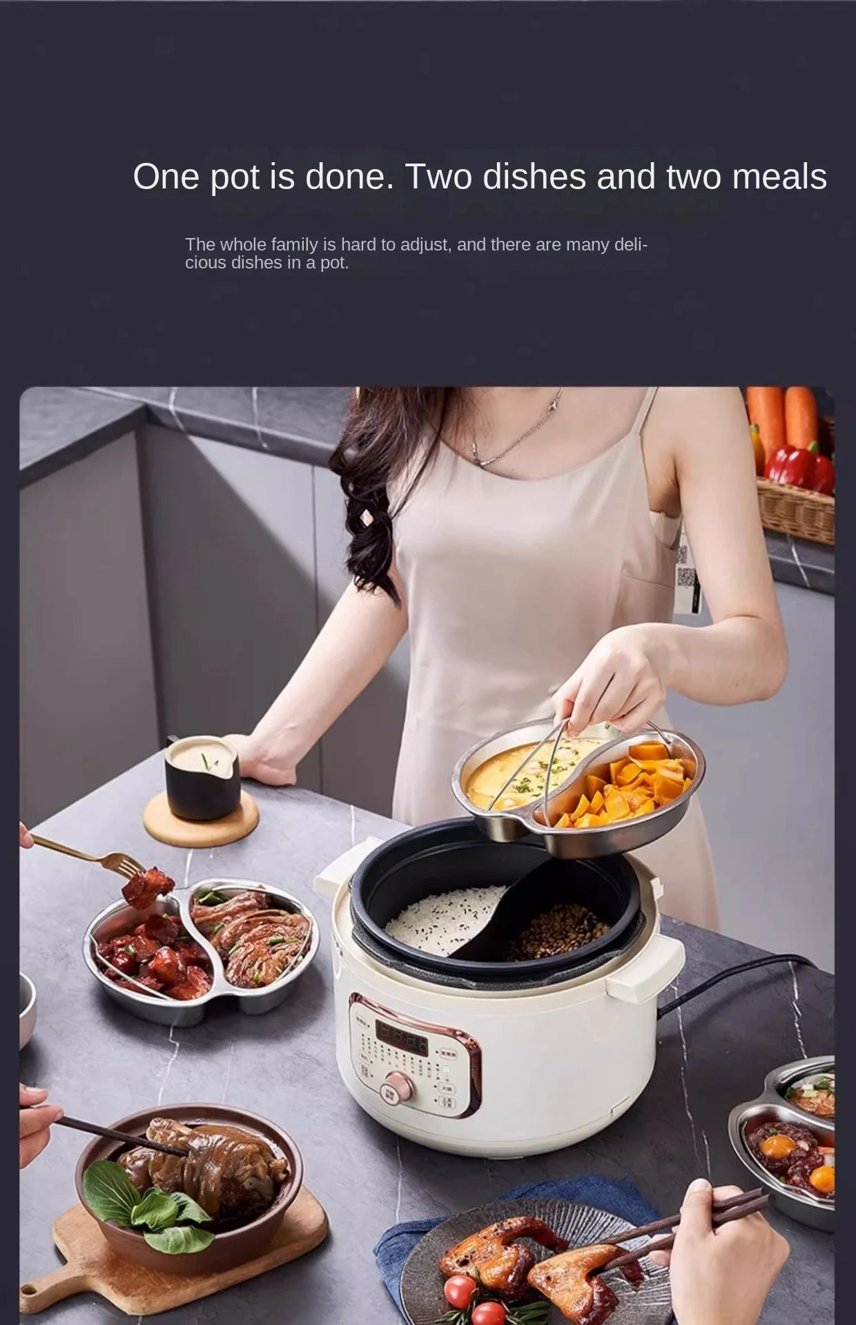 220V Home Electric Pressure Cooker 2 Flavor Multifunctional Rice Cooker Non-stick Multi Cooker & 2 Flavor Inner and Steamer.