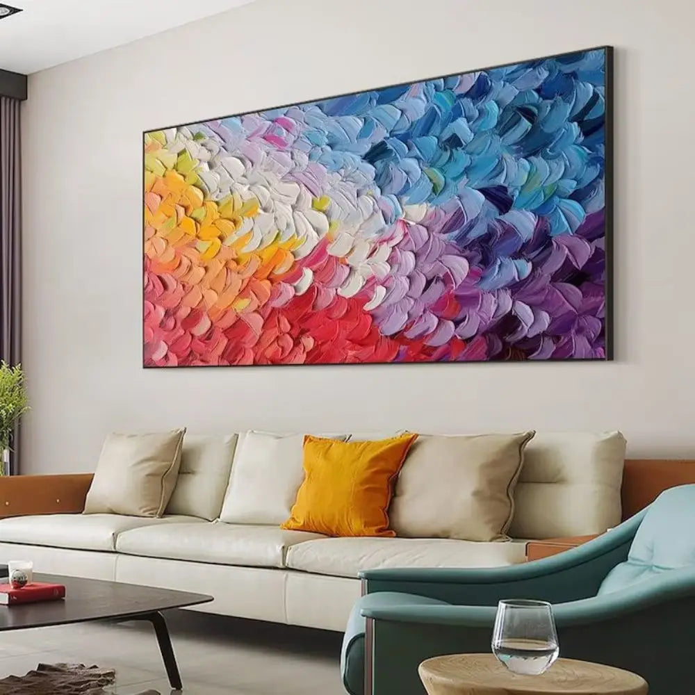 Thick Knife Oil Painting Abstract Hand Drawn Art Oil Painting Canvas Poster  Wall Art Decorative Pictures for Living Room Decor.