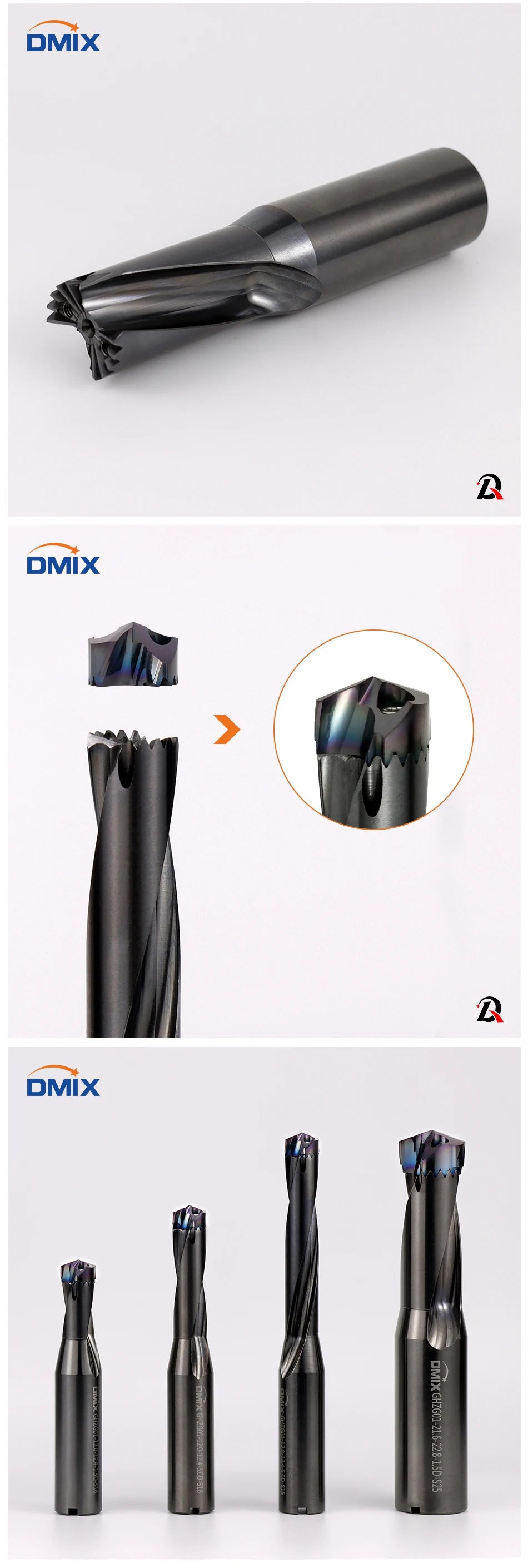 DMIX Crown Hochgeschwindigkeits-Bit 10–25,8 mm, 1,5–5D, gewalttätige Lochbearbeitung, Wende-Innenkühlung, Säbelzahnbohrer, Ersatz-U-Bohrer