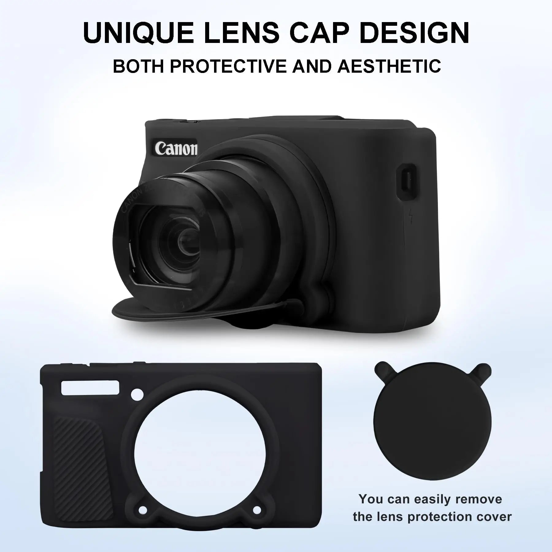 Camera Case for Canon PowerShot SX740 / SX730 Digital Camera, Soft Silicone Protective Bag Removable Lens Cover Accessories.