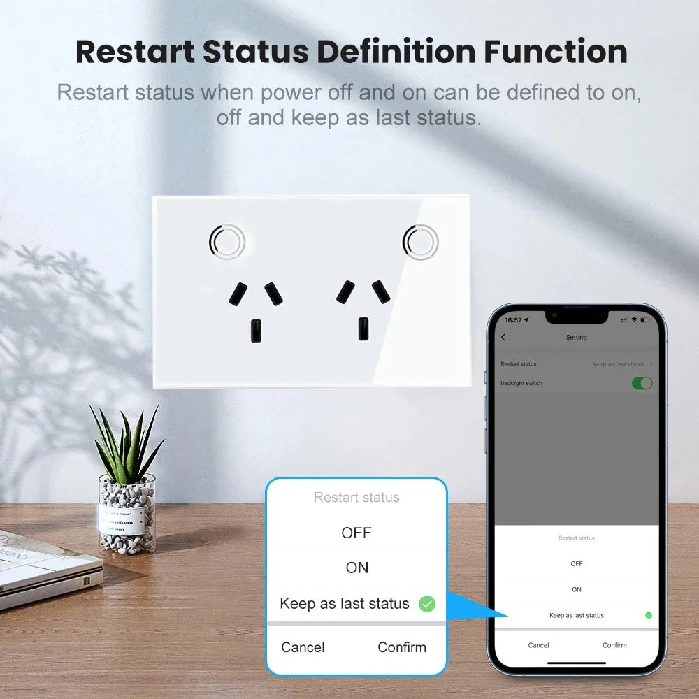 Melery Wifi Smart Tuya Steckdose AU Elektrische Stecker Steckdose Touch Sensor Schalter Drahtlose Fernbedienung von Alexa Google Hause.