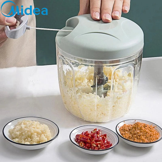 Midea Manual Garlic Chopper Meat Mincer Hand Pull Press Crusher Multifunctional Vegetable Chili Onion Cutter Kitchen Accessories.