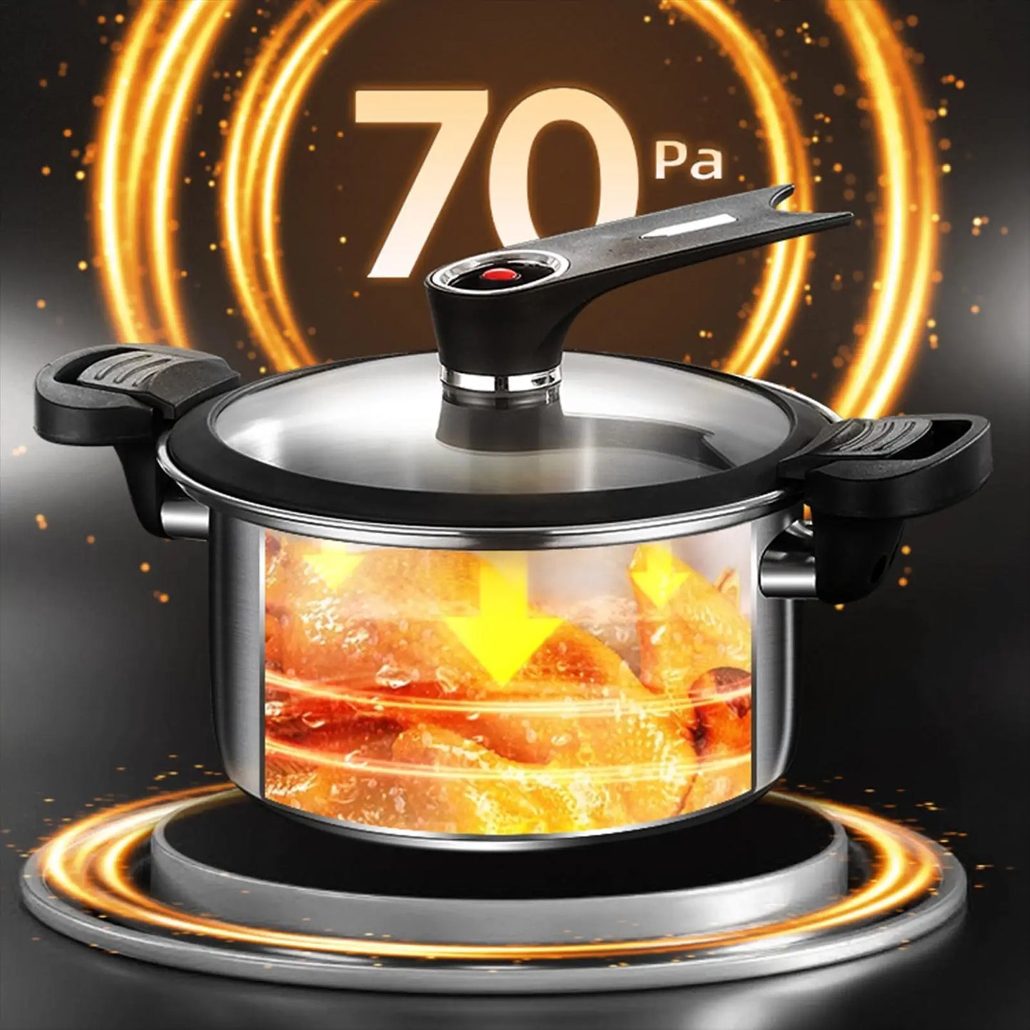 Portable Pressure Cooker Fast Cooking Stew Pot Pressure Cooker Stainless Steel Fast Cooking Multifunctional Kitchen Accessories.