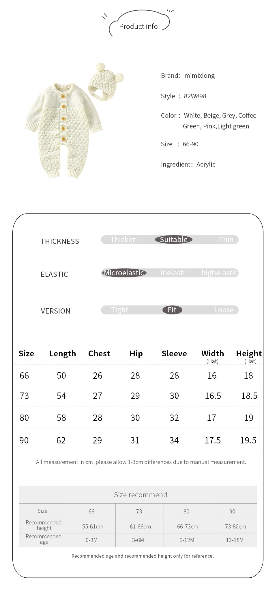 Autumn Baby Rompers Solid Long Sleeve Knitted Newborn Boys Girls Winter Outwear Jumpsuits Hats Clothes Sets 0-18m Infant Outfits