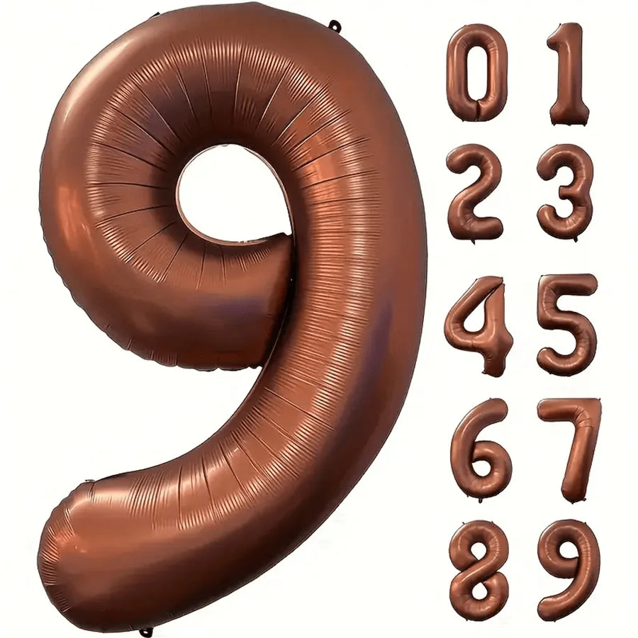 40inch Foil Brown Number Balloon Number Balloon 0-9 Birthday Wedding Party Decoration Supplies Happy Holidays Baby Shower Gifts