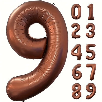 40inch Foil Brown Number Balloon Number Balloon 0-9 Birthday Wedding Party Decoration Supplies Happy Holidays Baby Shower Gifts