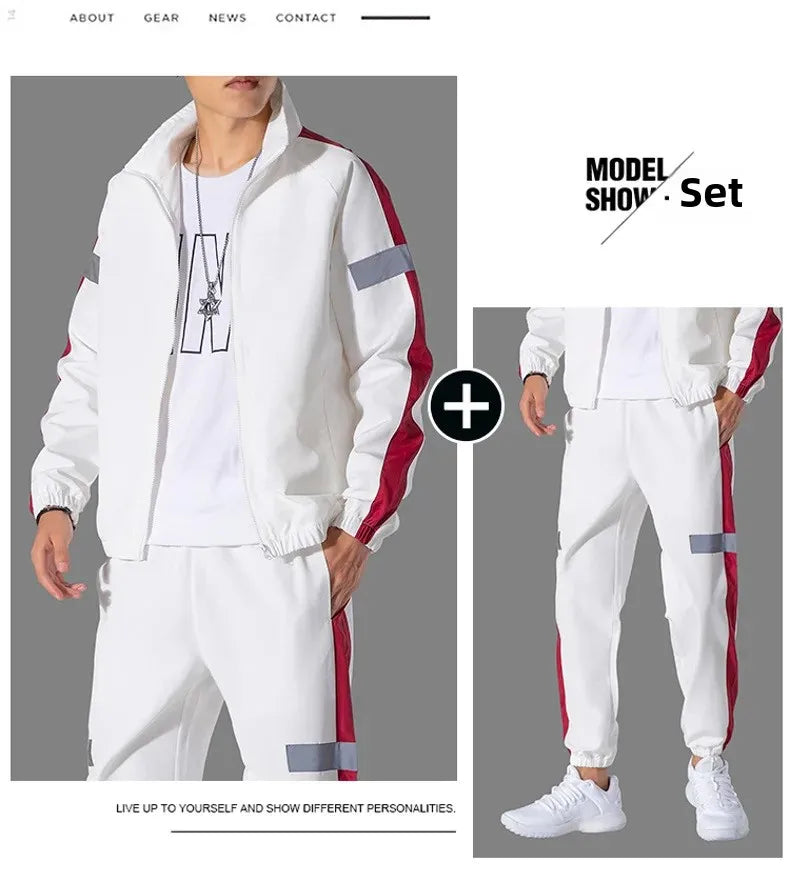Trendy Men's Sportswear Set Casual Open Cardigan Sweatshirt Jacket with Pants Autumn Winter New Style Cross-Border Clothing.