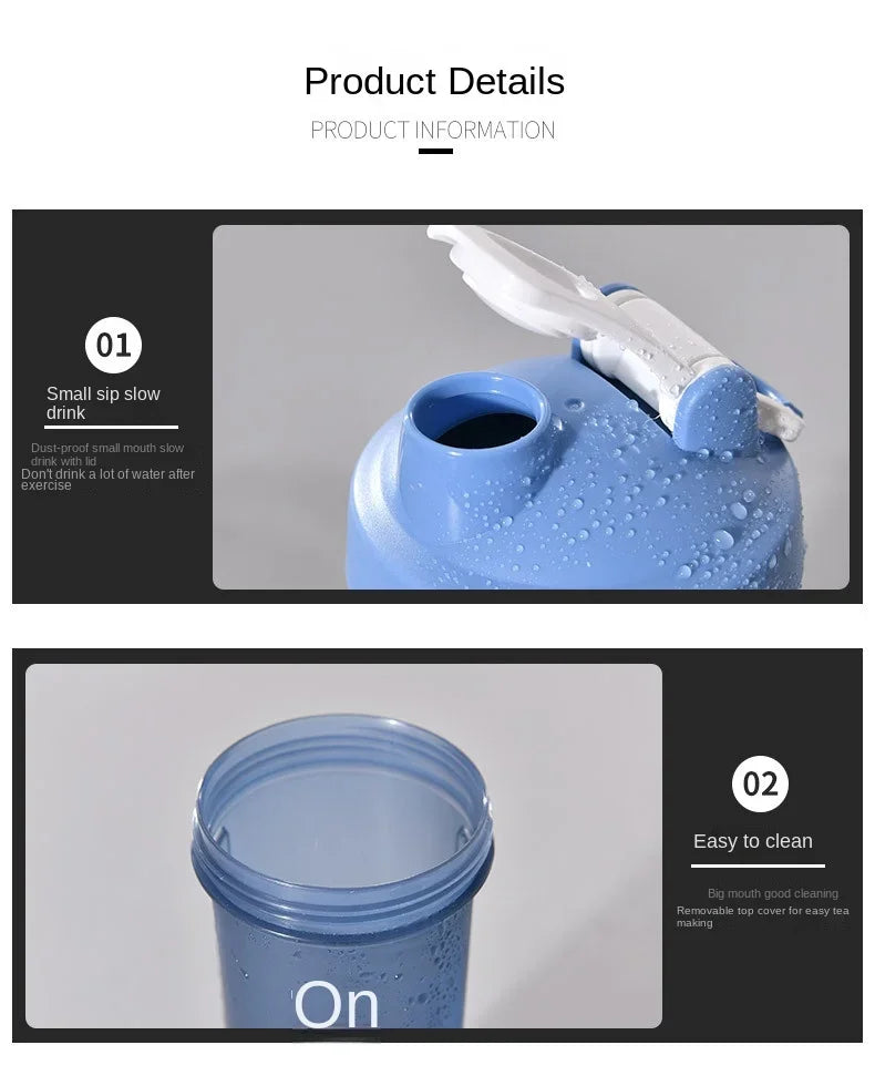 500ML 3-layer Sports Water Protein Powder Shaker Bottle Outdoor Travel Portable Leakproof Drinkware Plastic Drink BPA Free.