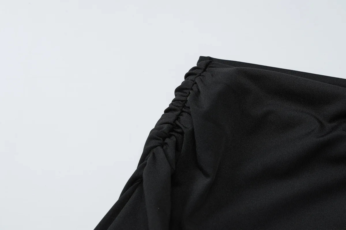 Cryptographic One Shoulder Asymmetrical Tops Summer Fashion Outfits Embellished Sexy Backless Solid Cropped Top Streetwear.