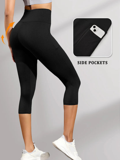 High Waisted capri pants For Women With Pockets Tummy Control No See Through Workout Running Yoga Athletic Push Up Gym Leggings.