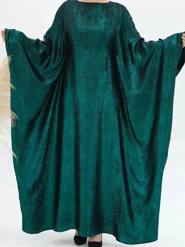 Gradient Color Shiny Batwing Satin Maxi Abaya Dubai Luxury 2024 Abayas For Women Muslim Kaftan Dress Islam Caftan Marocain Femme.