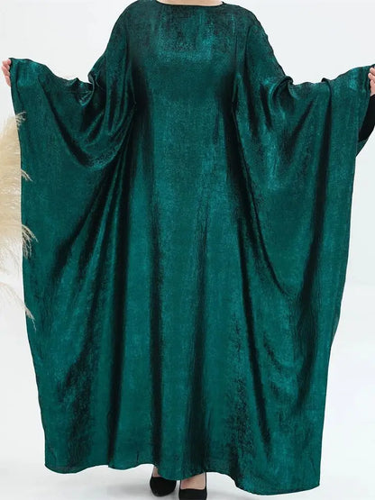 Gradient Color Shiny Batwing Satin Maxi Abaya Dubai Luxury 2024 Abayas For Women Muslim Kaftan Dress Islam Caftan Marocain Femme.