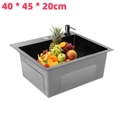 40 x 45 x 20 cm Küchenspüle-Set, Spüle aus Edelstahl 201 mit Abflusskorb und Seifenspender für Küchen, Badezimmer, Waschräume