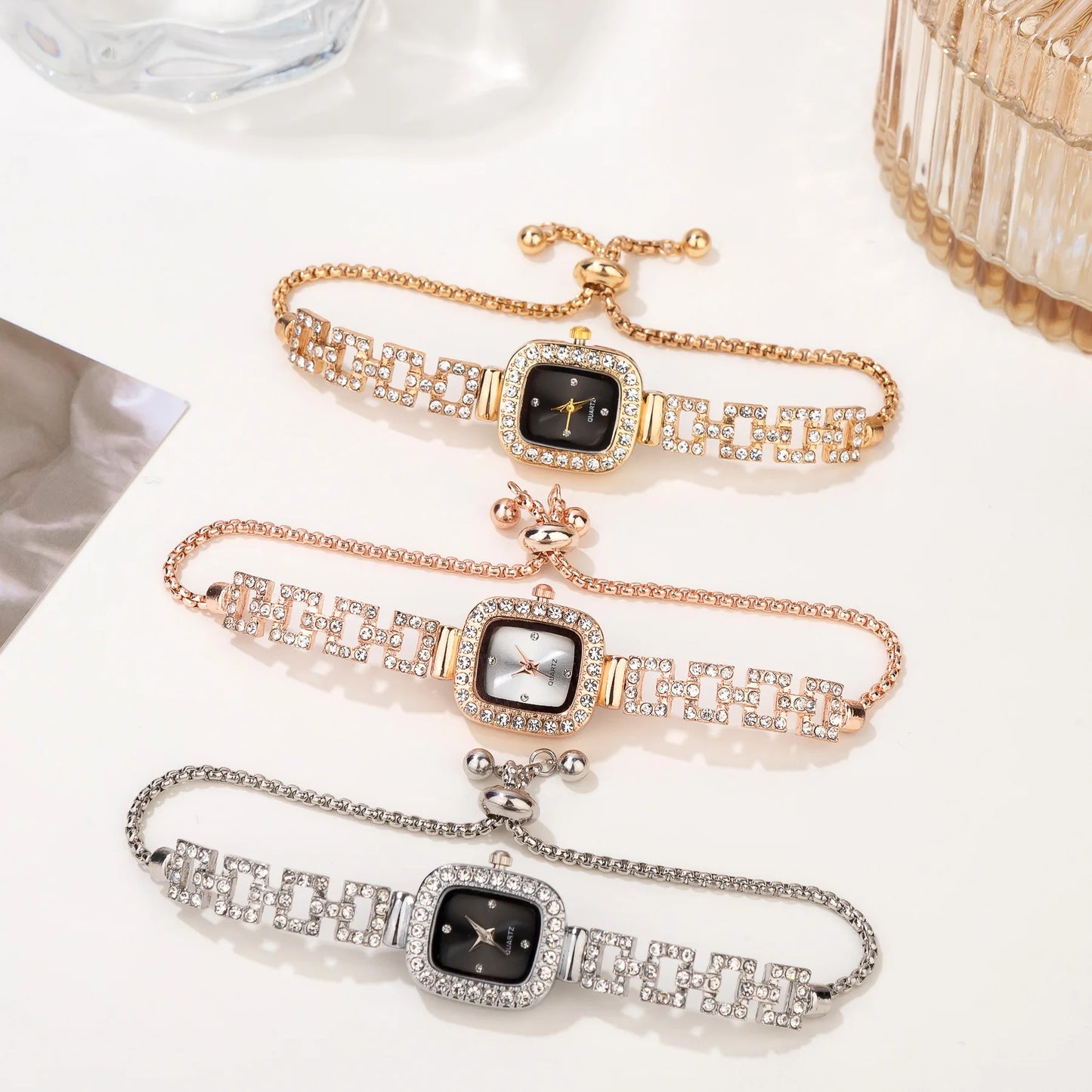 Elegant Quartz Wristwatches Luxury Bracelet Women's Watches Diamond Crystal Watch Часы Relogios Feminino Relojes Para Mujer.