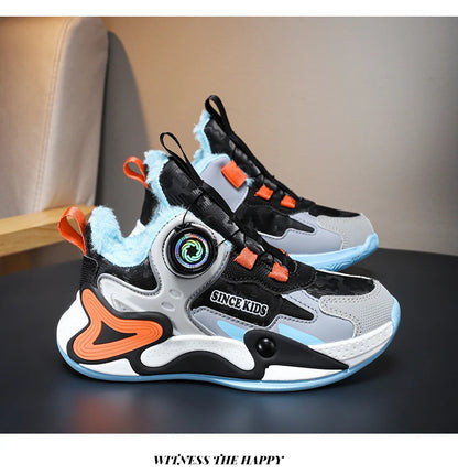 Children's Sneakers Boys Causal Kid Running Walking Shoes Fashion Warm Plush Girls Tennis Shoes Soft Walking Shoes.