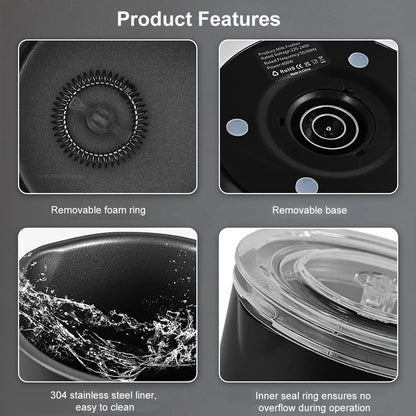 Electric Milk Frother Automatic Rotary Foamer for Coffee Cappuccino Latte 4 in 1 Hot and Cold Foam Maker Milk Frother Foamer.