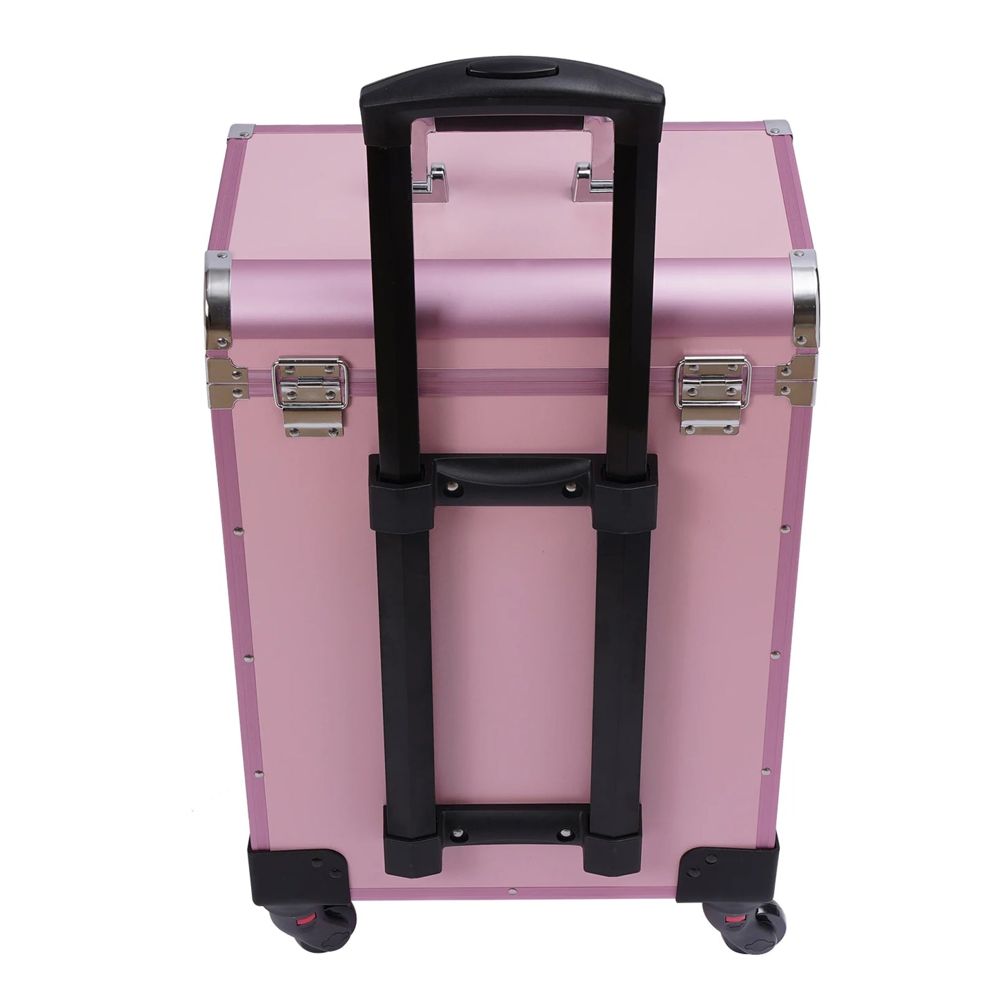 3 in 1 Rolling Makeup Case with Drawer, Large Makeup Case Organizers, Profesional Cosmetic Case for Salon Barber, Light Pink