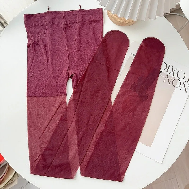 1/2Pcs Wine Red Stocking Tights Women Vintage Sexy Burgundy Thin Thick Super Elastic Anti-Hooker Senior Pantyhose Long Socks