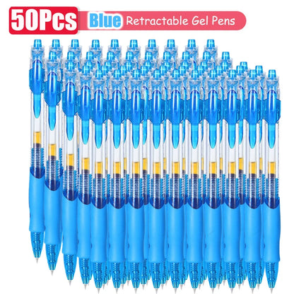 1–63 Stück einziehbares Gelschreiber-Set, Kugelschreiber mit schwarzer/roter/blauer Tinte zum Schreiben, 0,5 mm Nachfüllungen, Bürozubehör, Schulbedarf, Schreibwaren