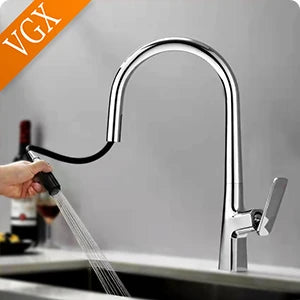 VGX Purified Bathroom Faucets Pull Out Water Filter Tap White Basin Mixer Sink Faucet Gourmet LED Display Brass Tapware Crane