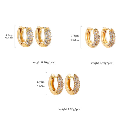 New Gold Plated Huggie Earrings with CZ Zircon Thin Ear Hoops Cartilage Earring for Women Round Minimal Earring Piercing Jewelry.