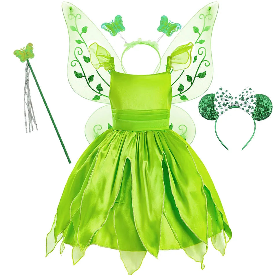 3-10 Jahre Kinder Feenkleid Kinder Cosplay Abend Fantasie Baby Rüschen Karneval Kostüm Prinzessin Grün Party Kleidung 2023 Neu.