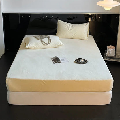 Soft Flannel Fitted Sheet for Winter, Fleece Mattress Protector, Cover with Elastic Band, Bed Linen, Solid Grey, 180x200cm, 1Pc