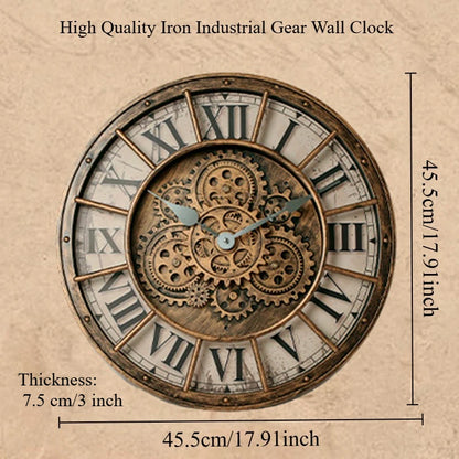 45 cm Luxus Kreative Wanduhr Vintage 3D Getriebe Rotierenden Design Kunst Wanduhr Hause Große Index Stille Schlafzimmer Dekoration uhr