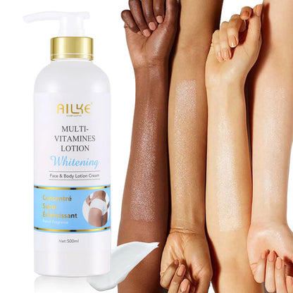 AILKE Multi Vitamin Whitening Body Lotion With Vitamins A,E,B3,B5, Increase Skin Radiance, Even Skin Tone, Moisturizer Cream.
