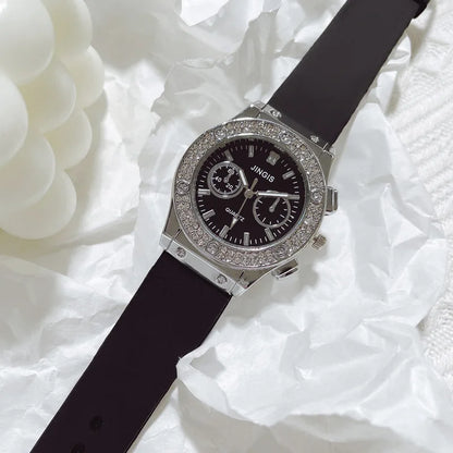 Fashion Women Watches Luxurious Brand Casual Diamond Female Rubber Quartz Wristwatches Simple Sport Clock Relogio Feminino.