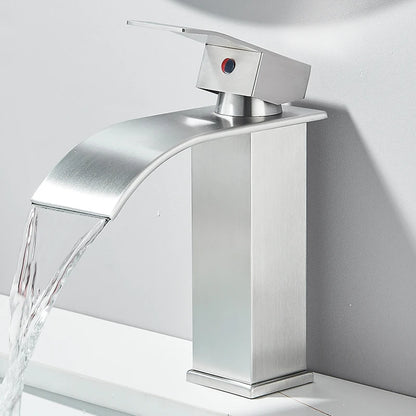 Quyanre Matte Black Waterfall Basin Faucet Single Handle Mixer Hot Cold Water Basin Crane Tap For Bathroom Wash Basin Mixer Tap