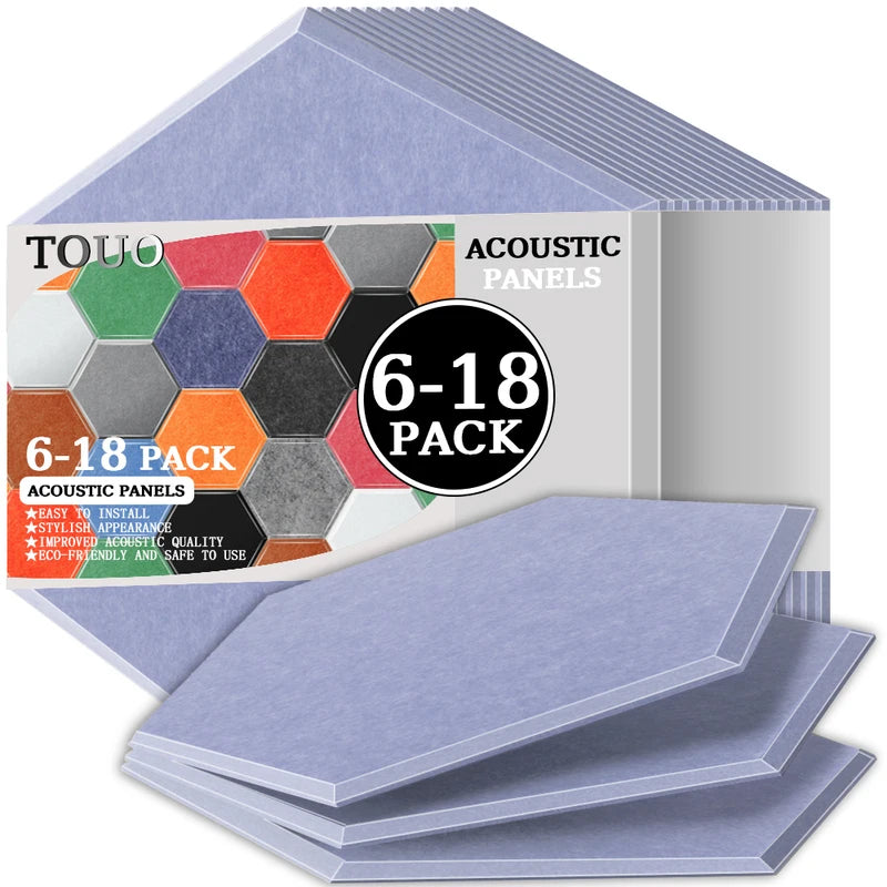 TOUO Acoustic Panels 6-18pc Noise Treatment Insulation Soundproofing Home Studio High Density Soundproof Wall Decor Bedroom