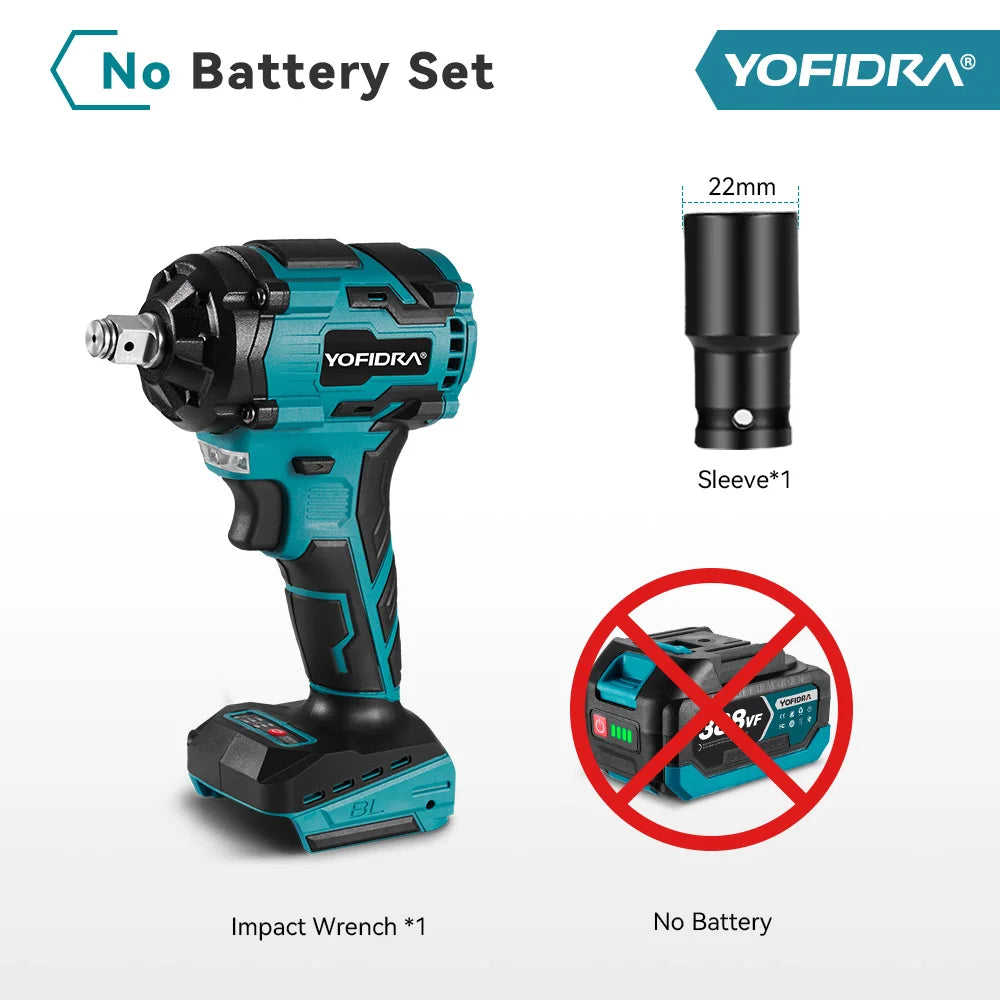 YOFIDRA 1/2 "1000N.M Bürstenlosen Elektrischen Schlagschrauber Handheld Cordless Auto Schraubendreher Bohrer Steckschlüssel Set Für Makita Batterie Pin