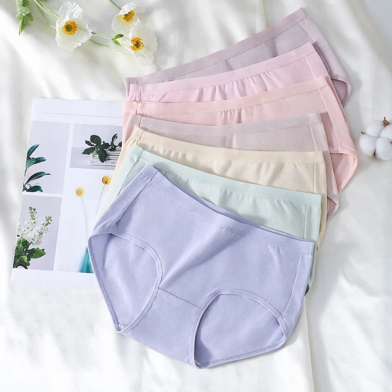 7Pcs Cotton Women's Panties Breathable Underwear Seamless Girls Briefs Solid Panty Soft Underpants Sexy Low-Rise Female Lingerie.