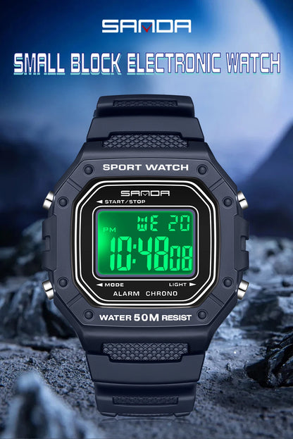 SANDA 2156 Fashion Mens Watch Military Water Resistant Sport Watches Army Big Dial Led Digital Wristwatches Stopwatches For Male.