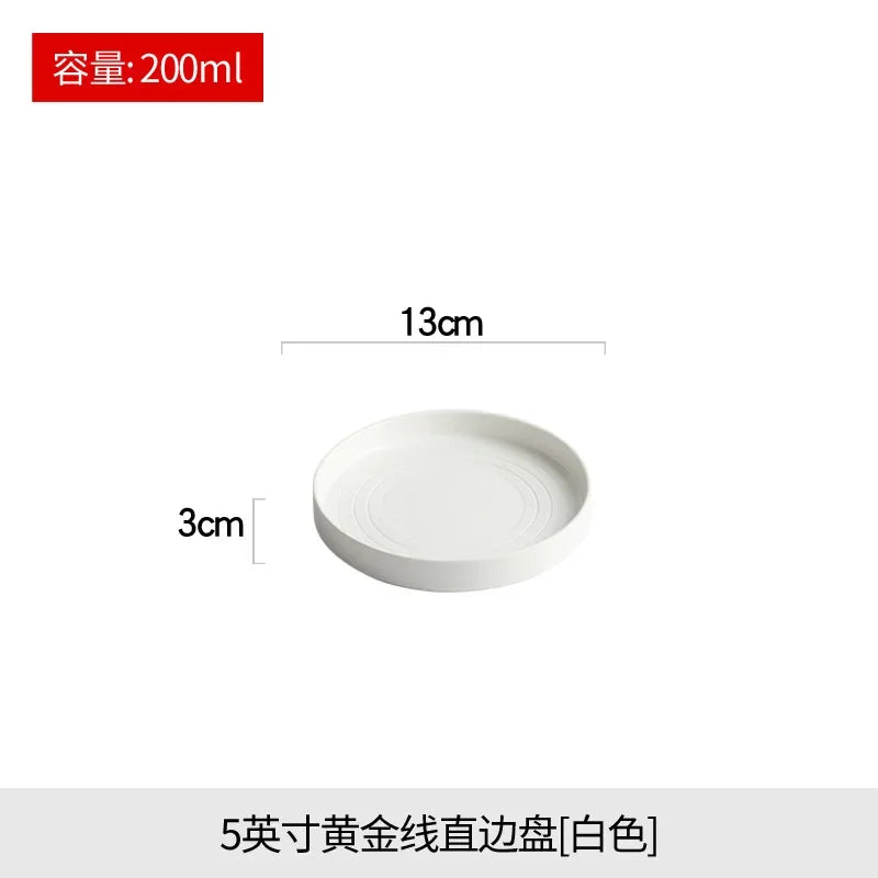 High end white ceramic steak brushed tableware, ceramic salad pasta plate dinner set plates and dishes ceramic plate sushi plate.