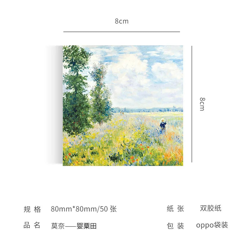 Malerei Memo Pad Monet Van Gogh Keine-klebrige Hinweis Aufkleber Scrapbooking DIY Notizblock Tagebuch Schreibwaren Schule Liefert.
