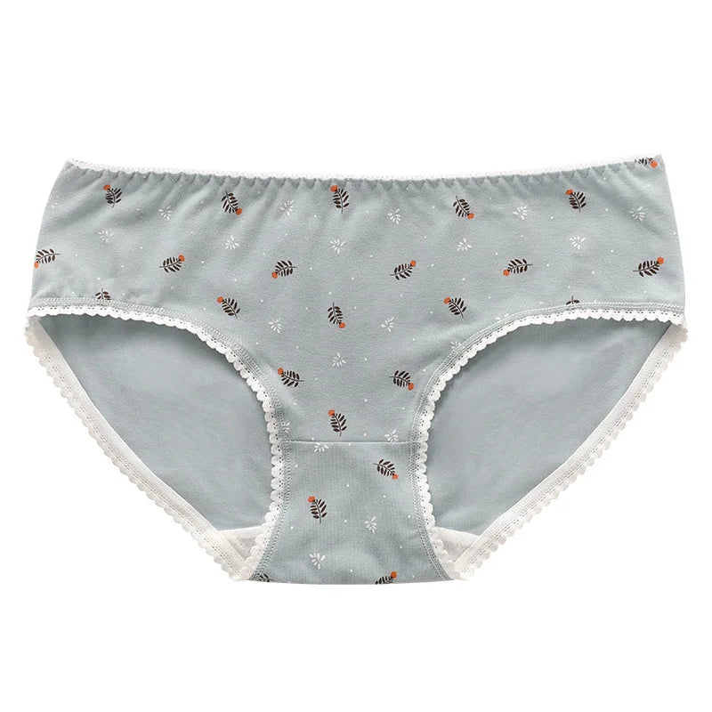 New Women Panties Antibacterial Cotton Lace Underwear Women's Floral Sweet Girls Briefs Mid-waist Shorts Female Lingerie M-XXL