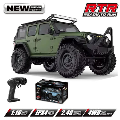 HB R1601 RC Car 1:16 2.4G 4WD Off-Road Remote Control Cars with LED Crawler Trucks Climbing Vehicle Model Toys for Kids Adult.
