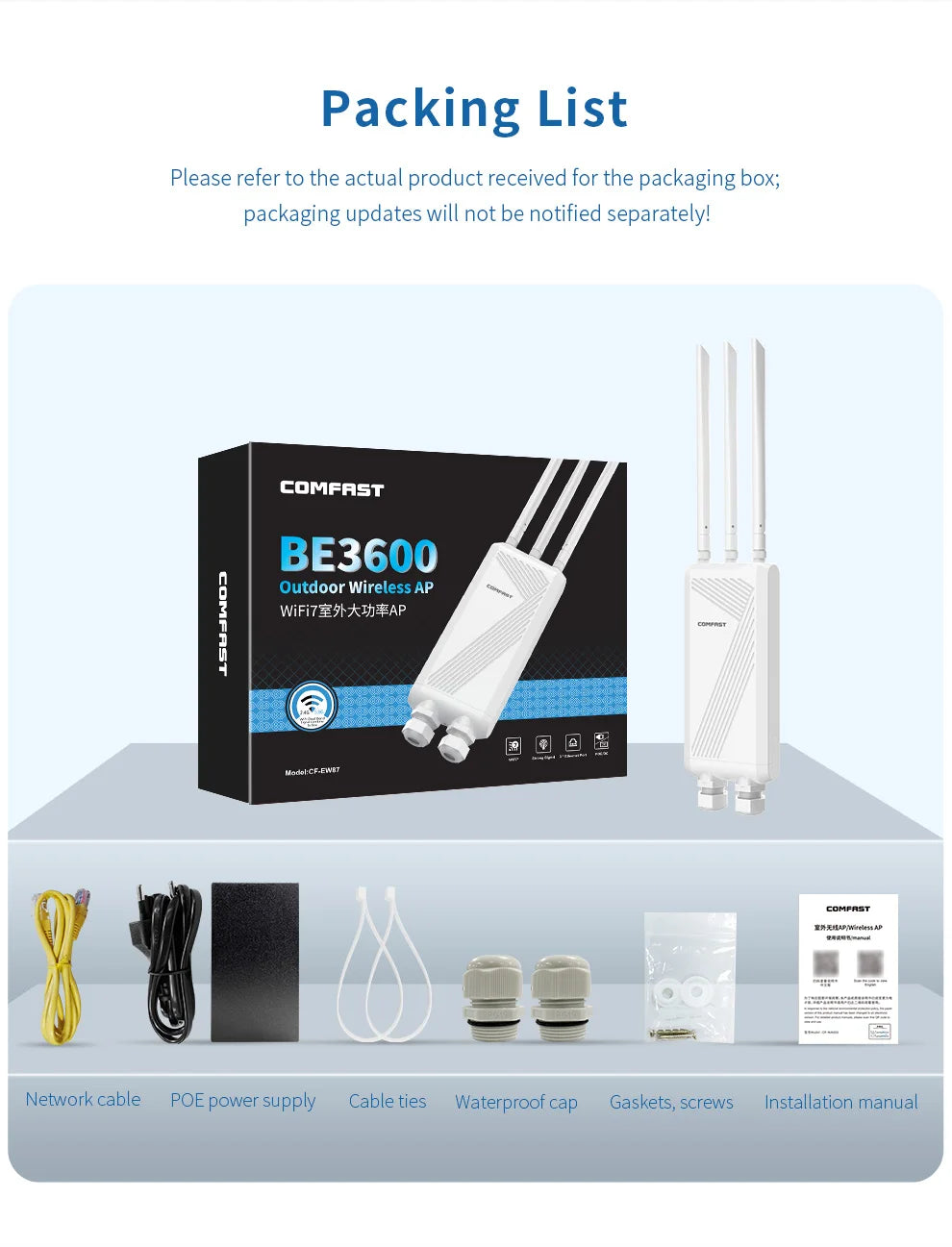 COMFAST BE3600 WIFI7 Outdoor AP Router 2.4G/5.8G Dual Dand Long Range signal Extender Amplifie wireless WiFi Repeater waterproof.