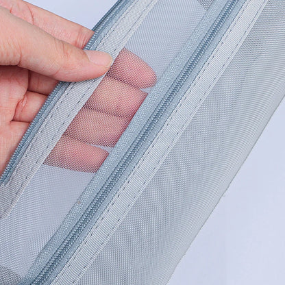 Federmäppchen aus Netzstoff mit großem Gittermuster, transparentes Hand-Multifunktions-Bleistiftetui, stationäre, transparente Make-up-Tasche.