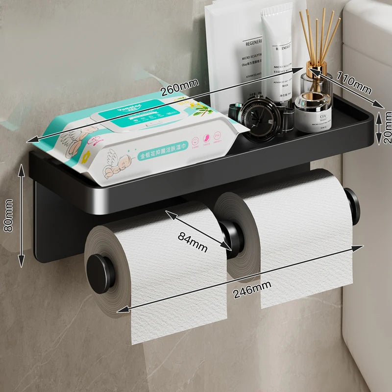 Kein Bohren Toilettenpapierhalter Wandmontierter Toilettenpapierhalter aus Aluminiumlegierung Taschentuchhalter Badezimmer Taschentuchhalter Badzubehör