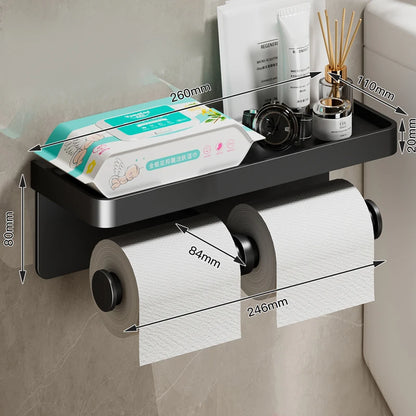 Kein Bohren Toilettenpapierhalter Wandmontierter Toilettenpapierhalter aus Aluminiumlegierung Taschentuchhalter Badezimmer Taschentuchhalter Badzubehör