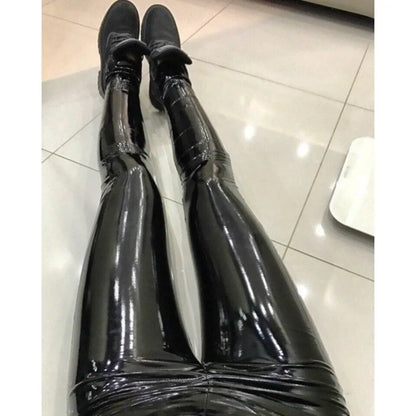 New Bright  Pu Pants Women Black Slim Leather Pants Sexy Hip Liftting Yoga Fitness Leggings Running Casual Fashion Pu Pants.