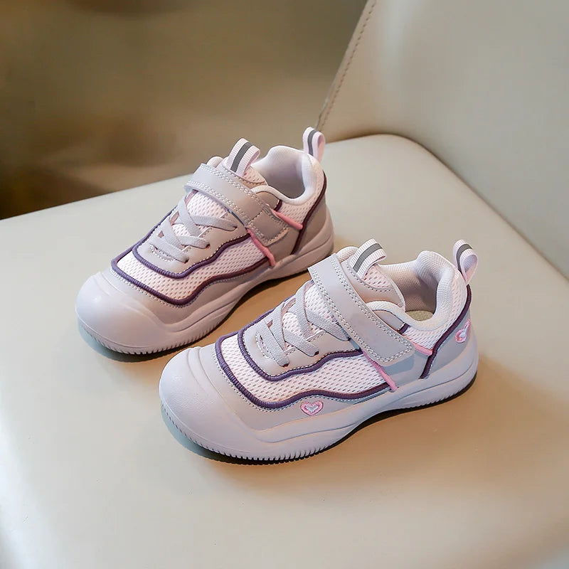 New Girls Sneakers Breathable Mesh Cute Design Outdoor School Kids Sports Shoe Lightweight Comfortable Children Fashion Footwear