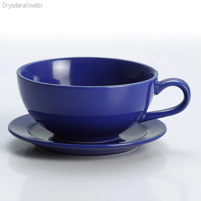 New Design Colourful Coffee Set Coffee Cup and Saucer Underglazed Low Procelain Cappuccino Latte Cup 250ml