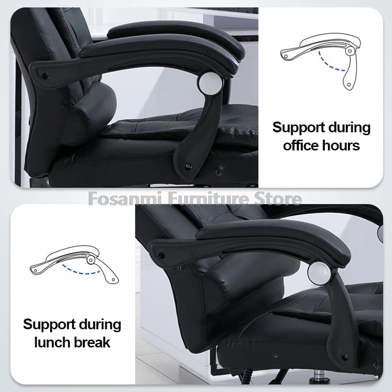 Dicker Boss-Bürostuhl mit hoher Rückenlehne und Armlehnen, Leder-Computer-Drehstuhl, ergonomische Liege-Gamer-Schreibtischstühle für Zuhause