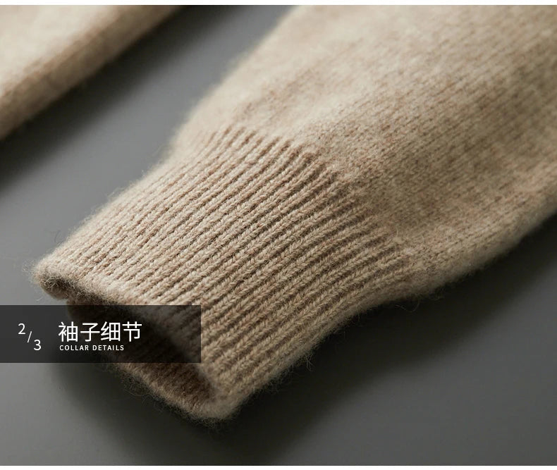 One-piece Hat with Pocket Men's Pullover 100% Cashmere Knitted Sweater Casual Comfortable Top Base Shirt Men's Clothing.