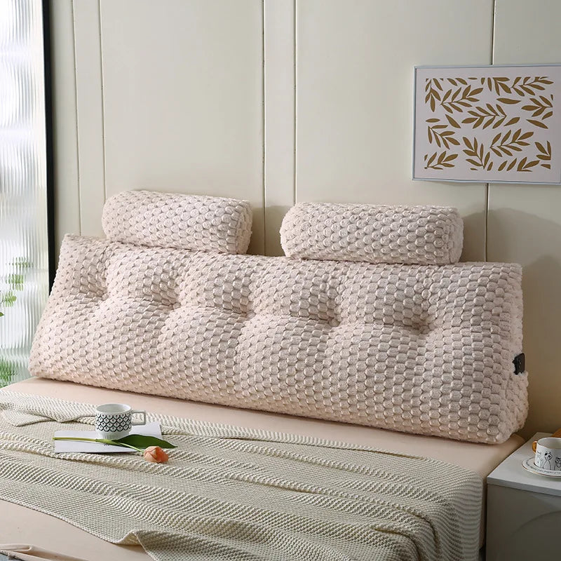 Wedge Headboard Pillow Bed Wedge Pillow for Headboard Triangular Headboard Pillow with Neck Roll Pillows with Removable Cover.