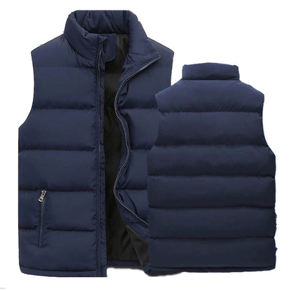 Mens Vest Jacket Warm Sleeveless Jackets Winter Waterproof Zipper Coat Autumn Stand-up Collar Casual Waistcoat Brand Clothing.